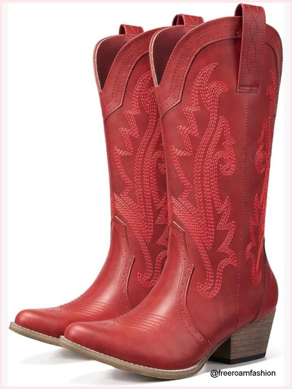 Women's Cowboy Boots, Pointed Toe Stitched Embroidery, Western Boots with Cuban
